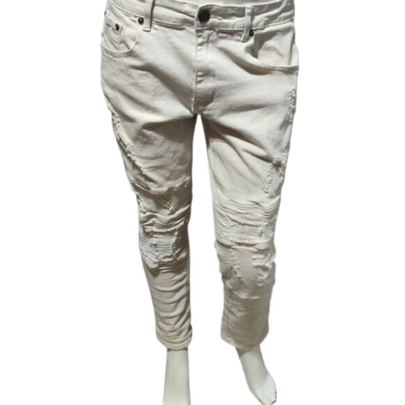 Spark Ivory Men's Stretch Skinny Jeans Premium Denim Studio Collection 34/30 - Picture 6 of 9